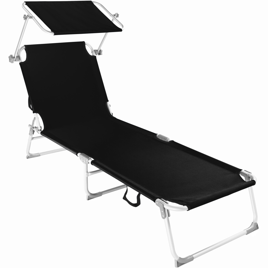 Tectake - Transat aluminium - noir - Transats, chaises longues