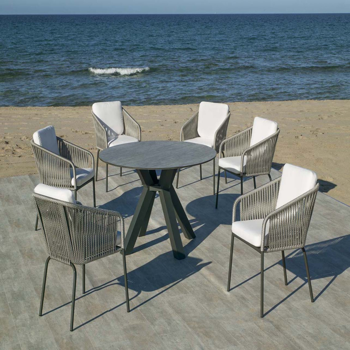 Hevea - Salon de jardin en aluminium 6 personnes Sumatra - Ensembles tables et chaises
