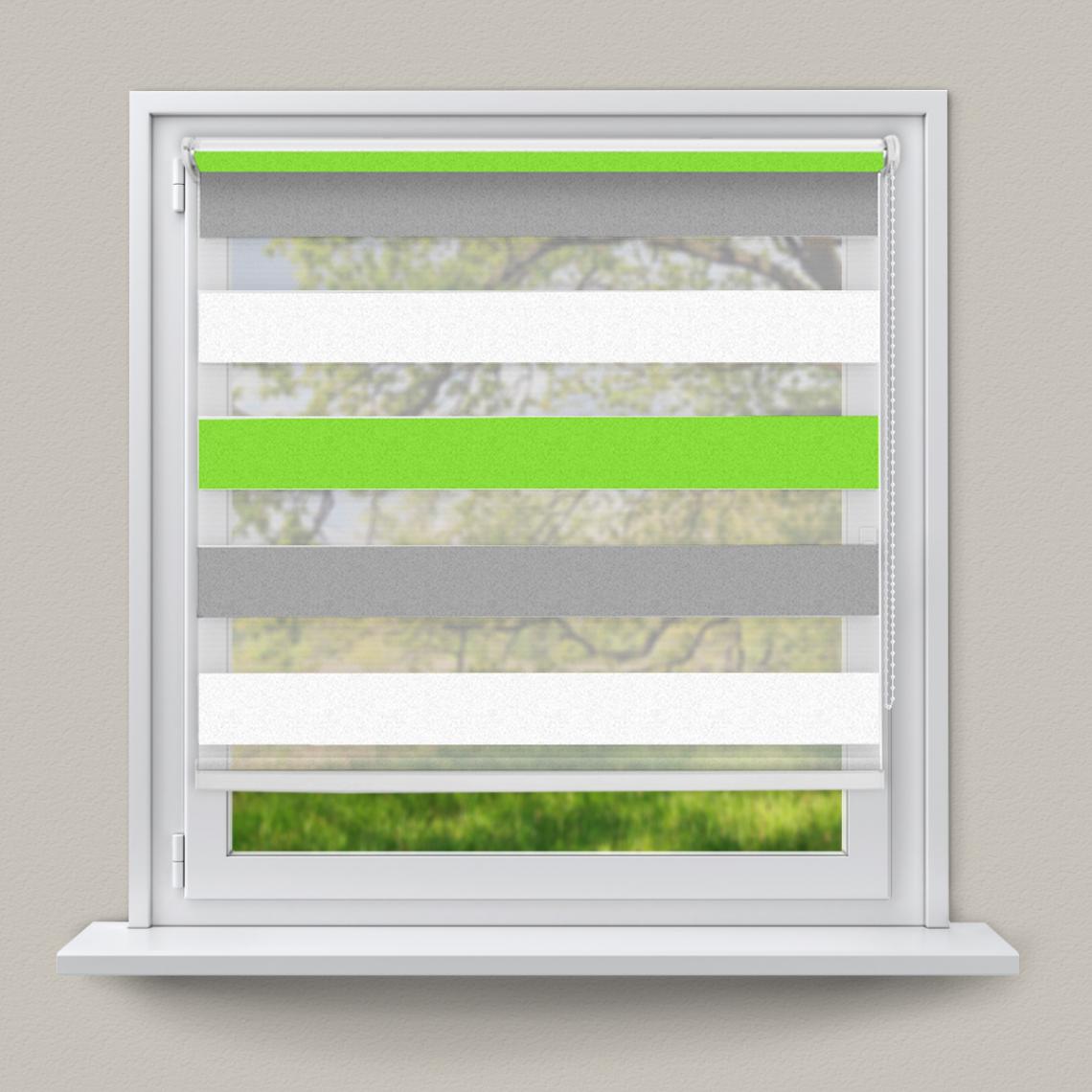 Ecd Germany - Store double à enrouleur sans perçage pour fenêtre 90 x 230 cm Vert Gris Blanc - Store compatible Velux