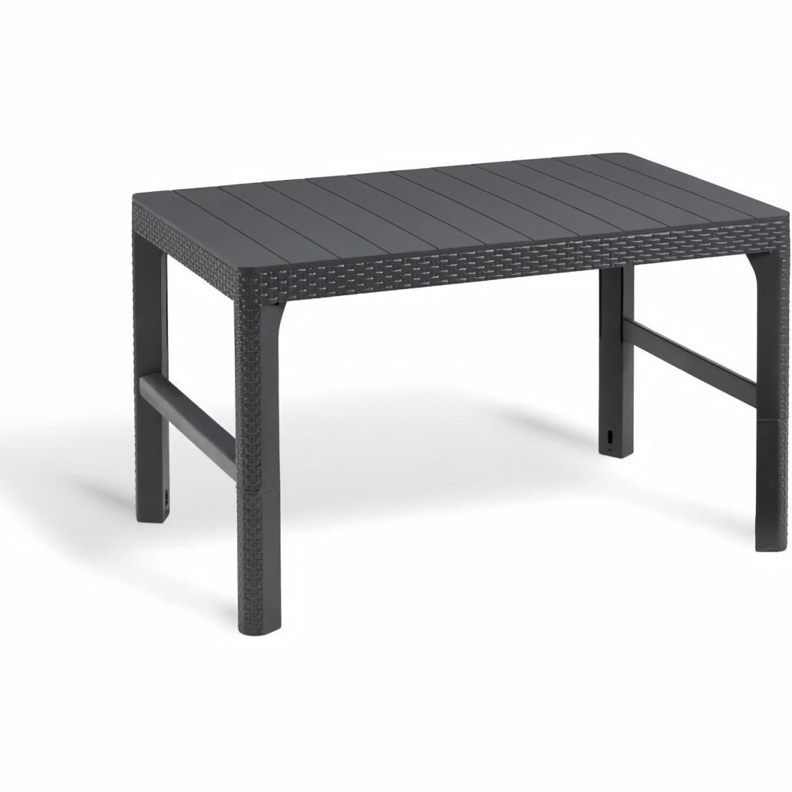 Allibert - ALLIBERT by KETER - Salon de jardin SanRemo Lyon 6 places - table basse 2 positions - imitation rotin tresse - gris graphite - Ensembles tables et chaises
