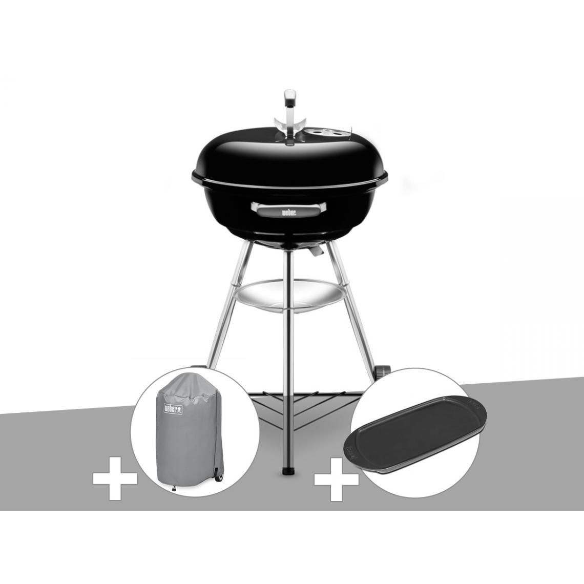Weber - Barbecue Weber Compact Kettle 47 cm + Housse + Plancha - Barbecues charbon de bois