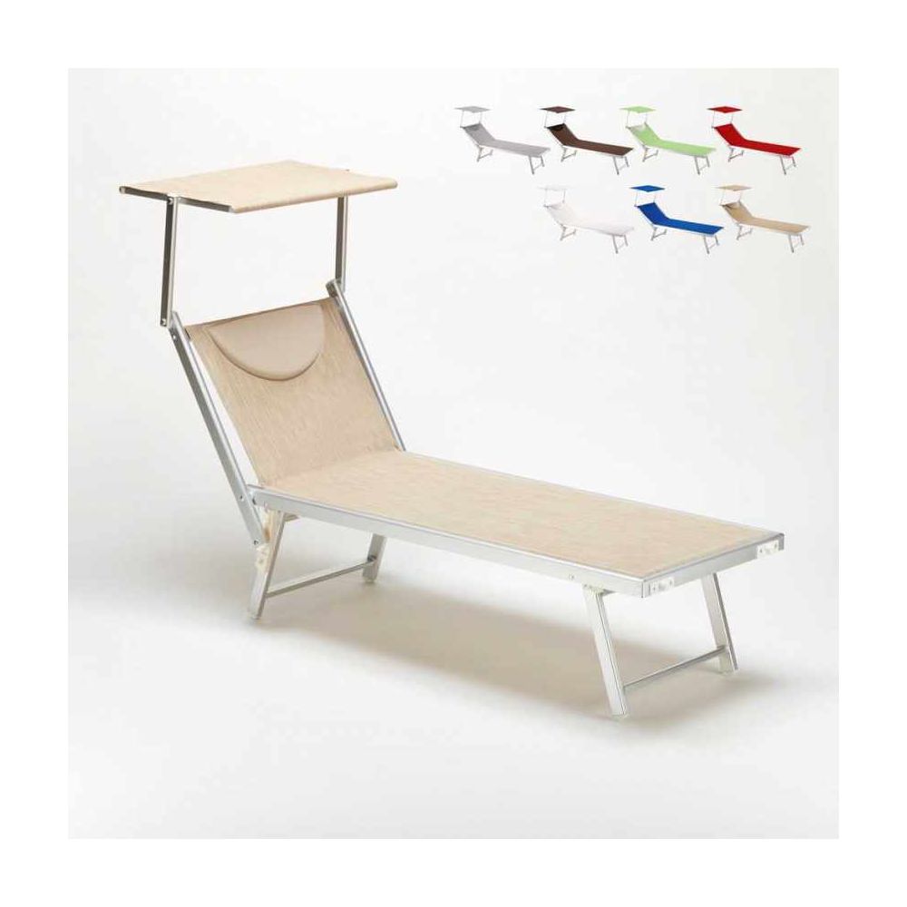 Beach And Garden Design - Bain de Soleil et transat professionnel en aluminium Santorini, Couleur: Beige - Transats, chaises longues