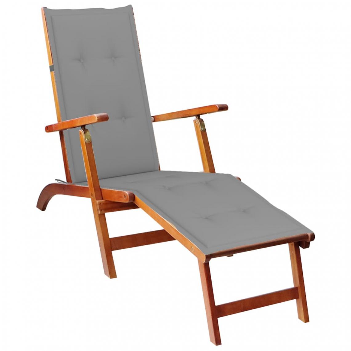 Vidaxl - vidaXL Chaise de terrasse avec repose-pied et coussin Acacia solide - Transats, chaises longues