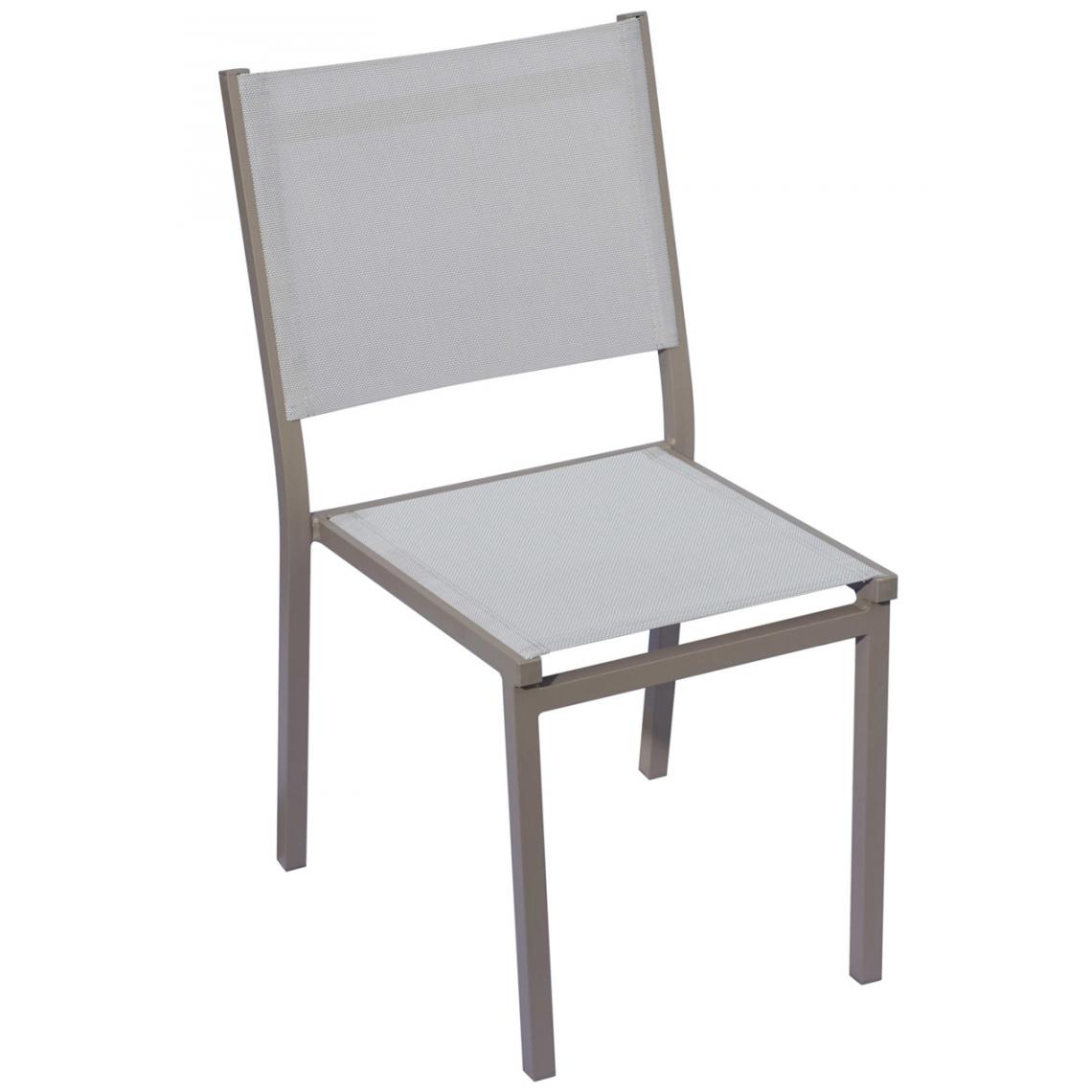 Pegane - Lot de 4 Chaises en aluminium et textilène coloris gris clair - 87 x 57 x 48 cm -PEGANE- - Chaises de jardin