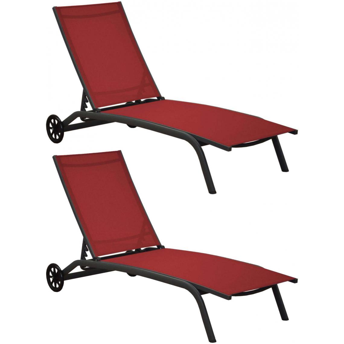 Proloisirs - Bains de soleil en aluminium Celio (Lot de 2) - Transats, chaises longues