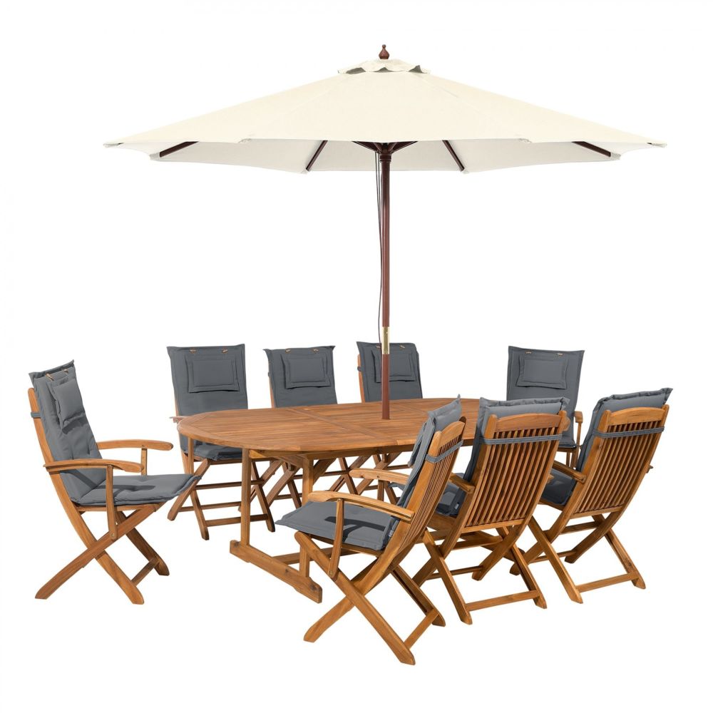 Beliani - Salon de jardin avec parasol et coussin graphite Maui - Ensembles canapés et fauteuils