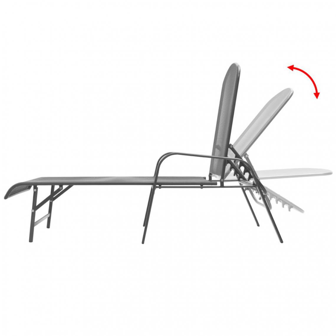 Icaverne - Icaverne - Bains de soleil ensemble Chaise longue 2 pcs avec table Maille d'acier Réglable - Transats, chaises longues