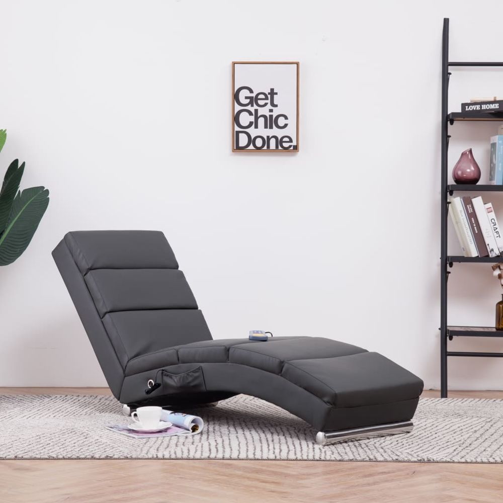 Vidaxl - vidaXL Chaise longue de massage Gris Similicuir - Chaises de jardin
