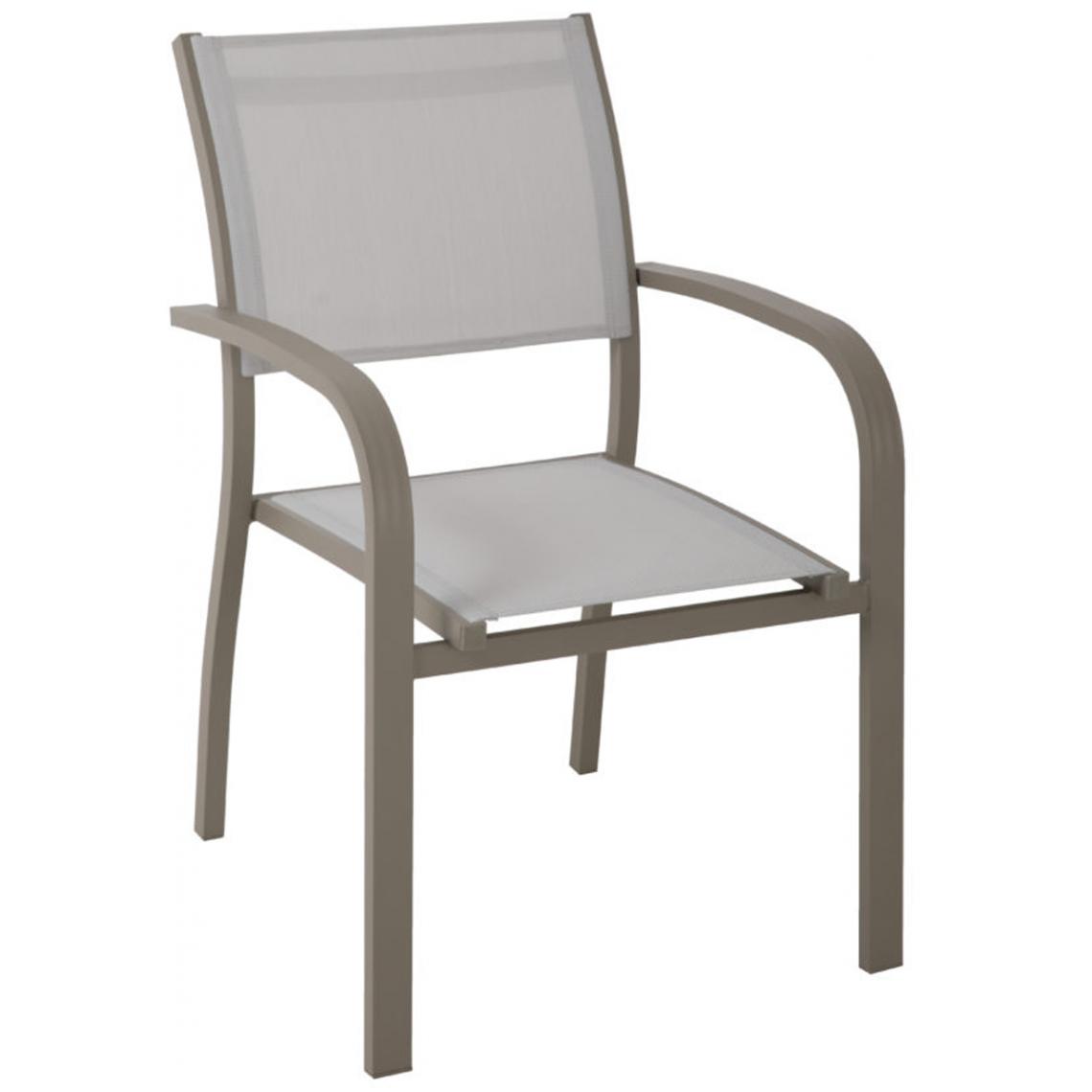Pegane - Lot de 4 Chaises en aluminium et textilène coloris gris clair - 56 x 86 x 58 cm -PEGANE- - Chaises de jardin