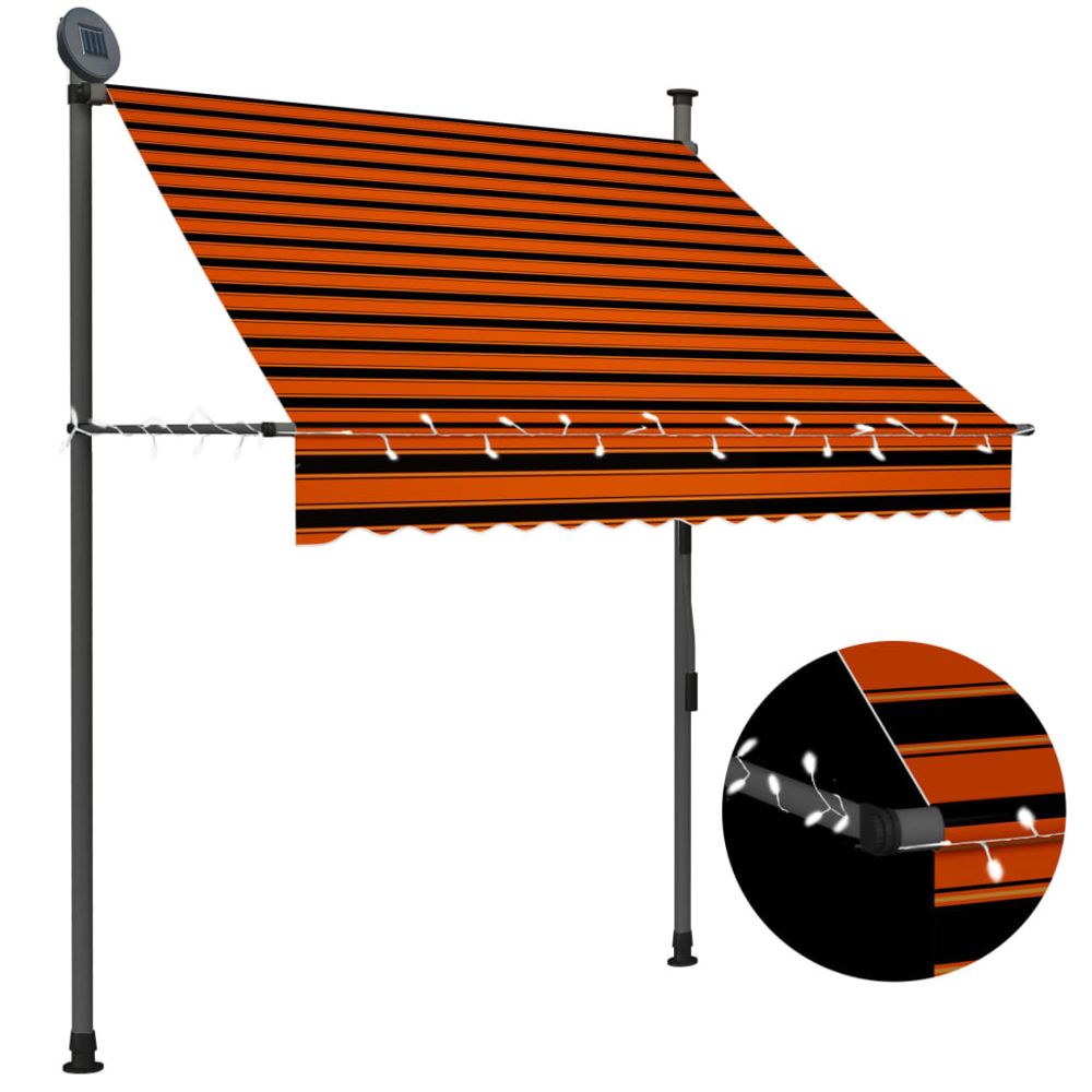 Vidaxl - vidaXL Auvent manuel rétractable avec LED 150 cm Orange et marron - Store banne
