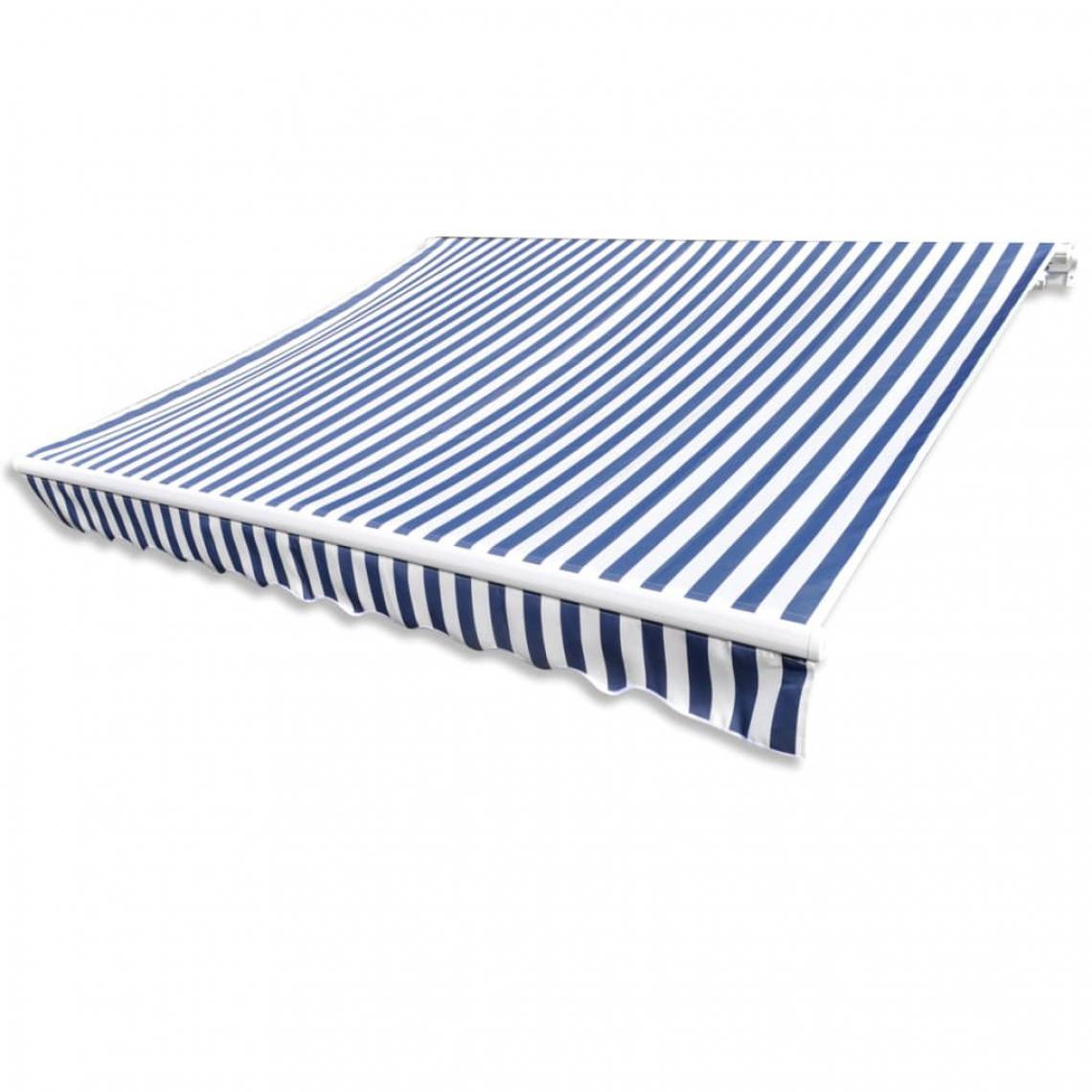 Icaverne - Icaverne - Stores extérieurs ligne Toile d'auvent Bleu et blanc 500x300 cm - Store banne