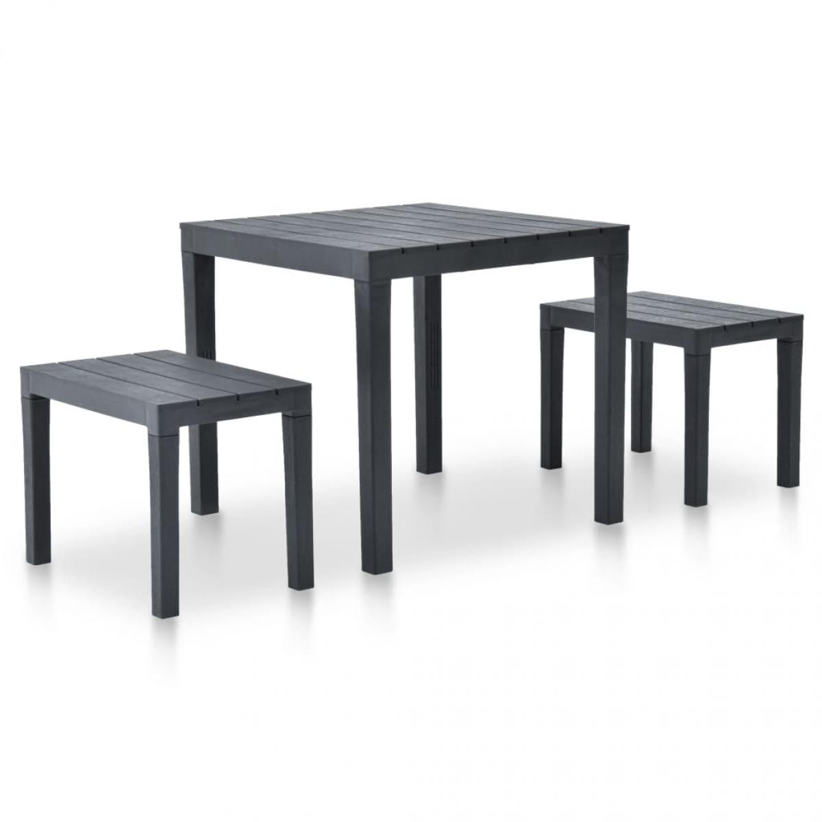 Vidaxl - vidaXL Table de jardin avec 2 bancs Plastique Anthracite - Ensembles canapés et fauteuils