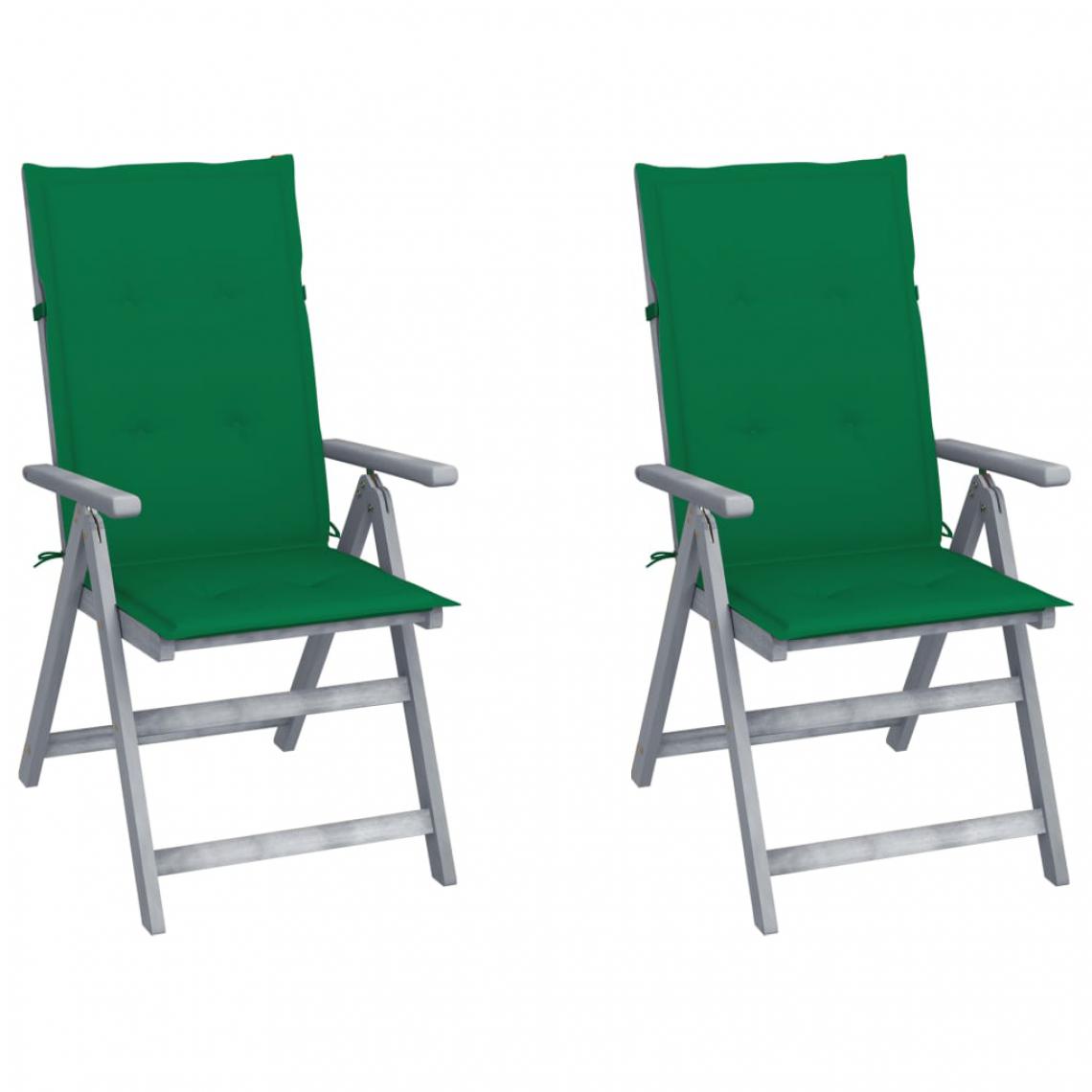 Vidaxl - vidaXL Chaises inclinables de jardin 2 pcs avec coussins Bois d'acacia - Chaises de jardin