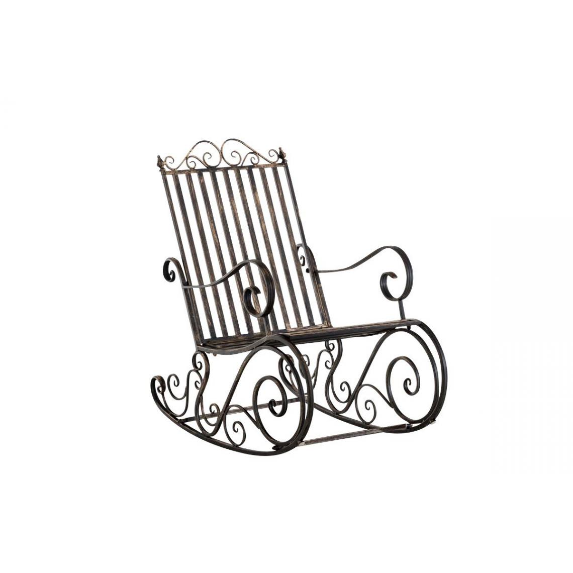 Decoshop26 - Chaise fauteuil à bascule rocking chair pour jardin en fer bronze vieilli MDJ10102 - Chaises de jardin
