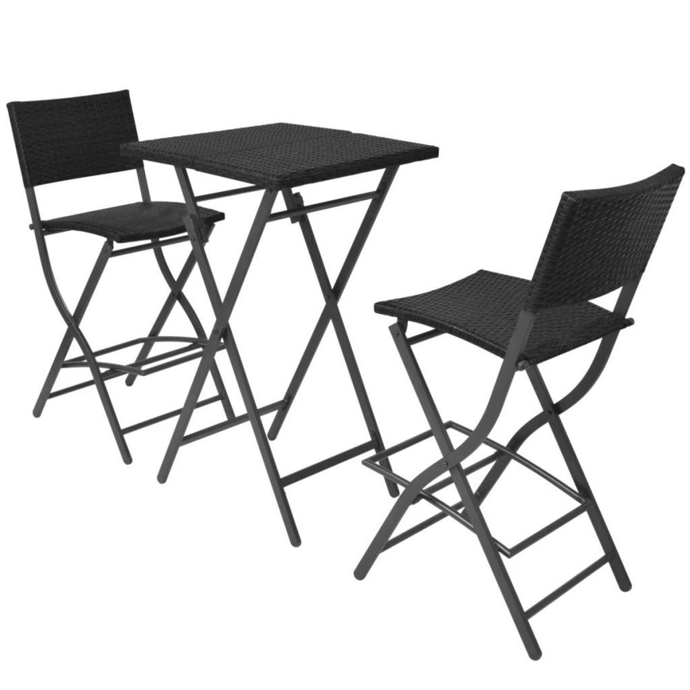 marque generique - Icaverne - Ensembles de meubles d'extérieur categorie Mobilier d'extérieur 3 pcs Noir Résine tressée - Ensembles canapés et fauteuils