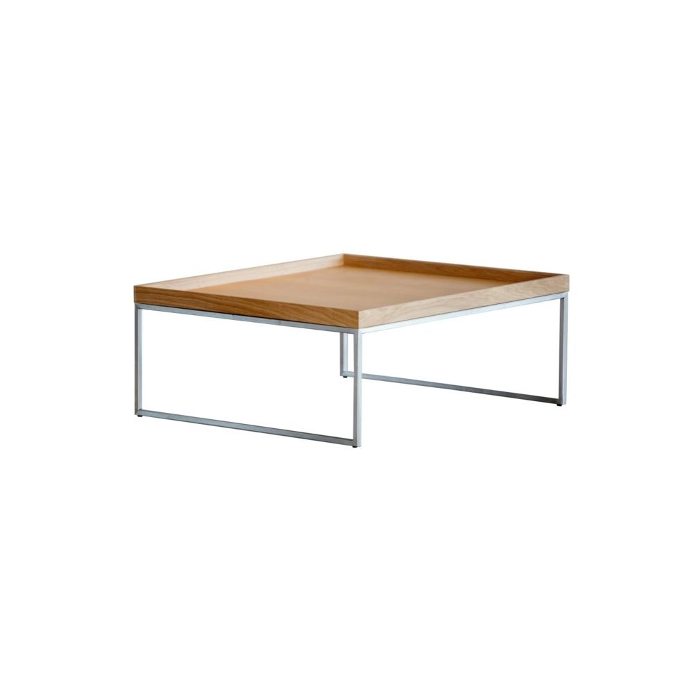 Jan Kurtz - Table basse pizzo - acier inoxydable - 80 x 36 x 80 cm - noyer nature - Ensembles canapés et fauteuils