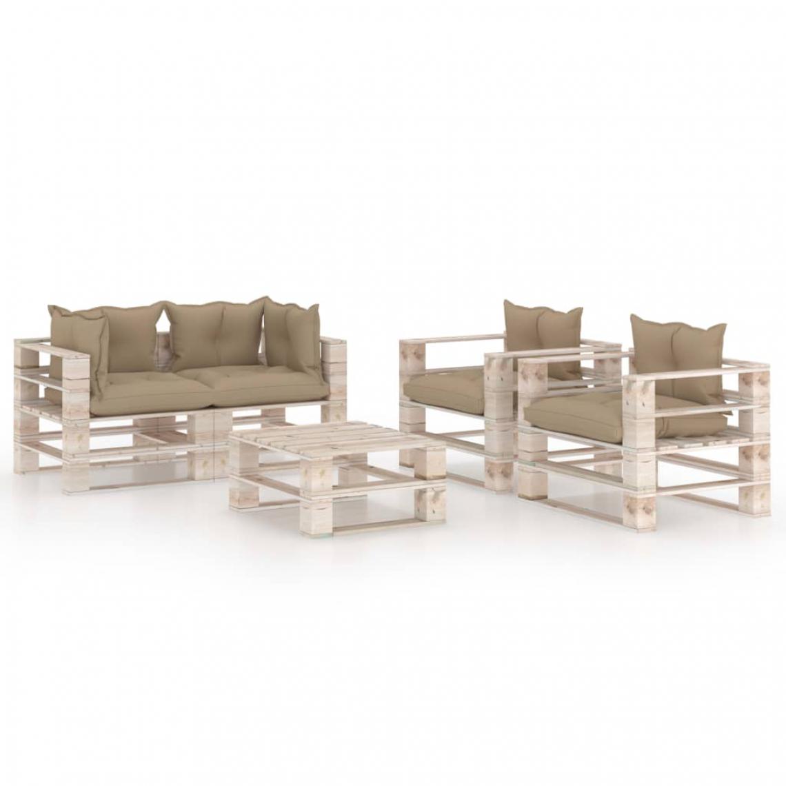 Chunhelife - Chunhelife Salon de jardin palette 5 pcs avec coussins Bois de pin - Ensembles canapés et fauteuils