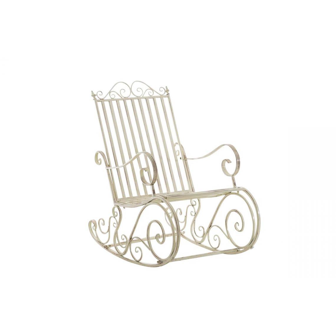 Decoshop26 - Chaise fauteuil à bascule rocking chair pour jardin en fer crème vieilli MDJ10103 - Chaises de jardin