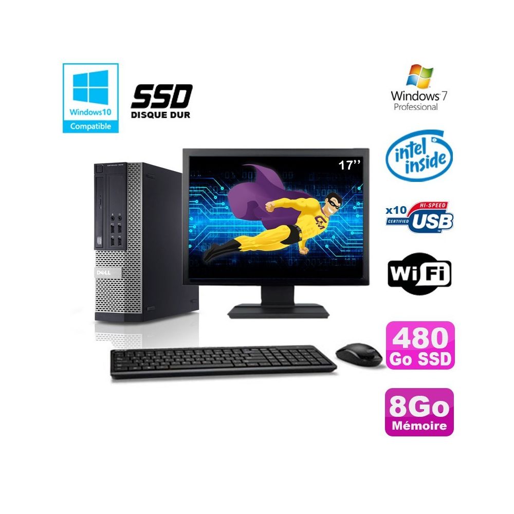 Dell - Lot PC DELL Optiplex 790 SFF G840 2.8Ghz 8Go 480Go SSD WIFI W7 Pro +Ecran 17 - PC Fixe