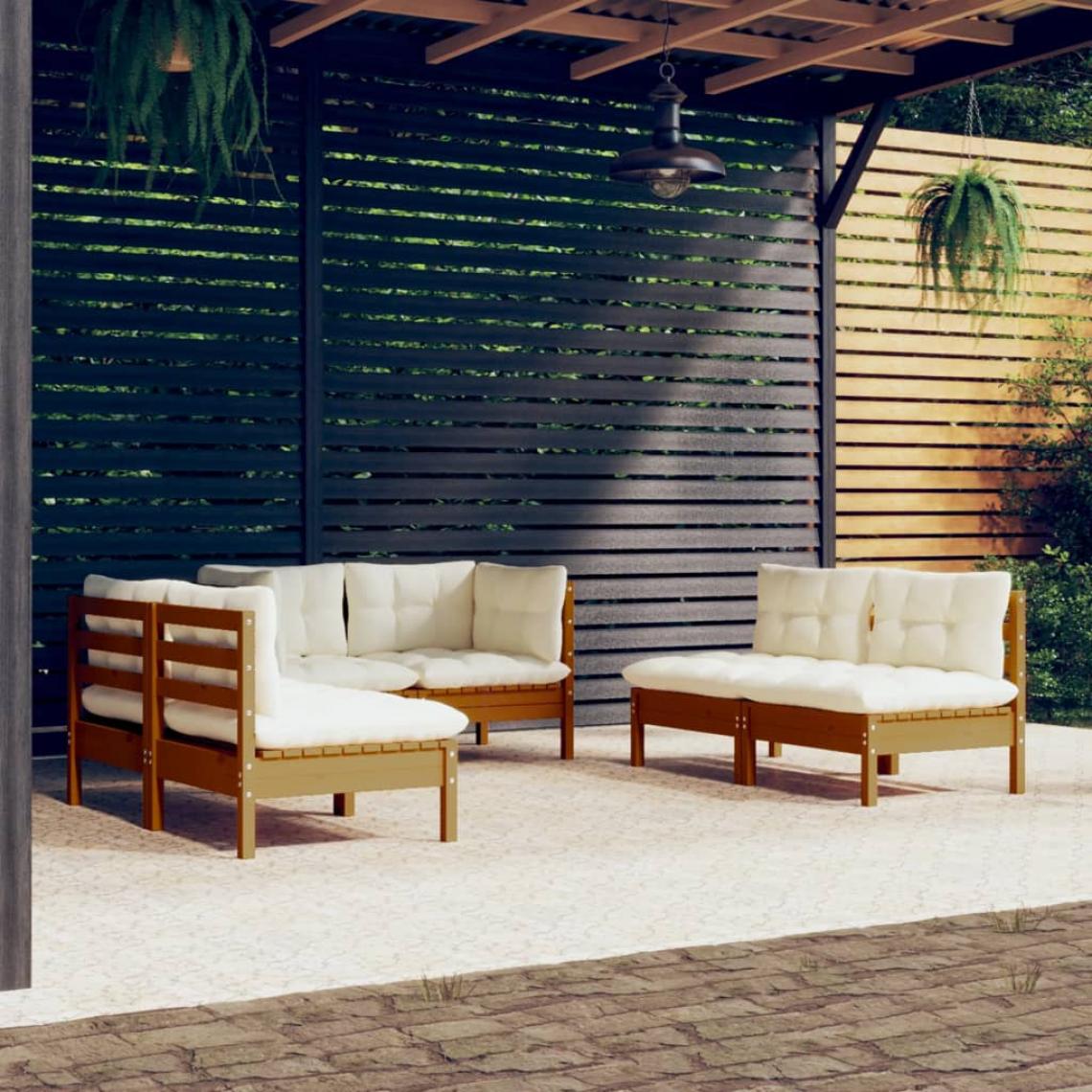 Vidaxl - vidaXL Salon de jardin 6 pcs avec coussins Bois de pin massif - Ensembles canapés et fauteuils