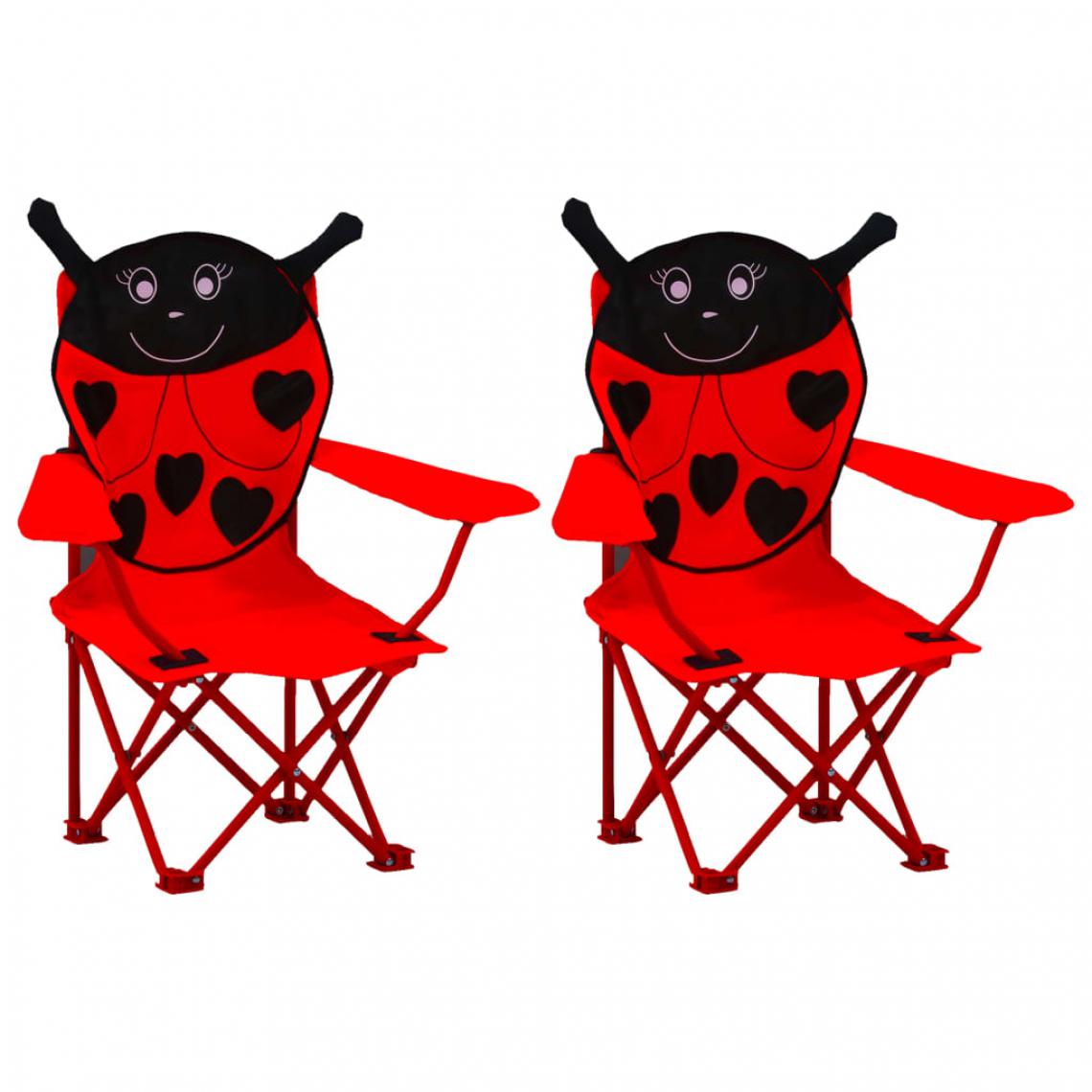 Chunhelife - Chaises de jardin pour enfants 2 pcs Rouge Tissu - Chaises de jardin