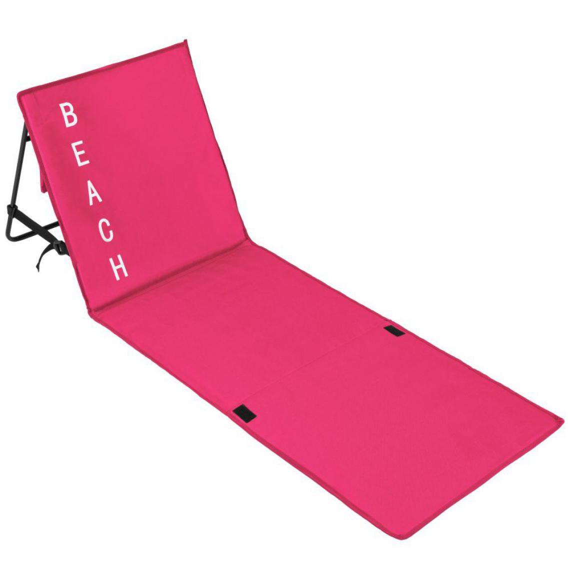 Helloshop26 - Transat bain de soleil meuble jardin de plage rose 2208107 - Transats, chaises longues