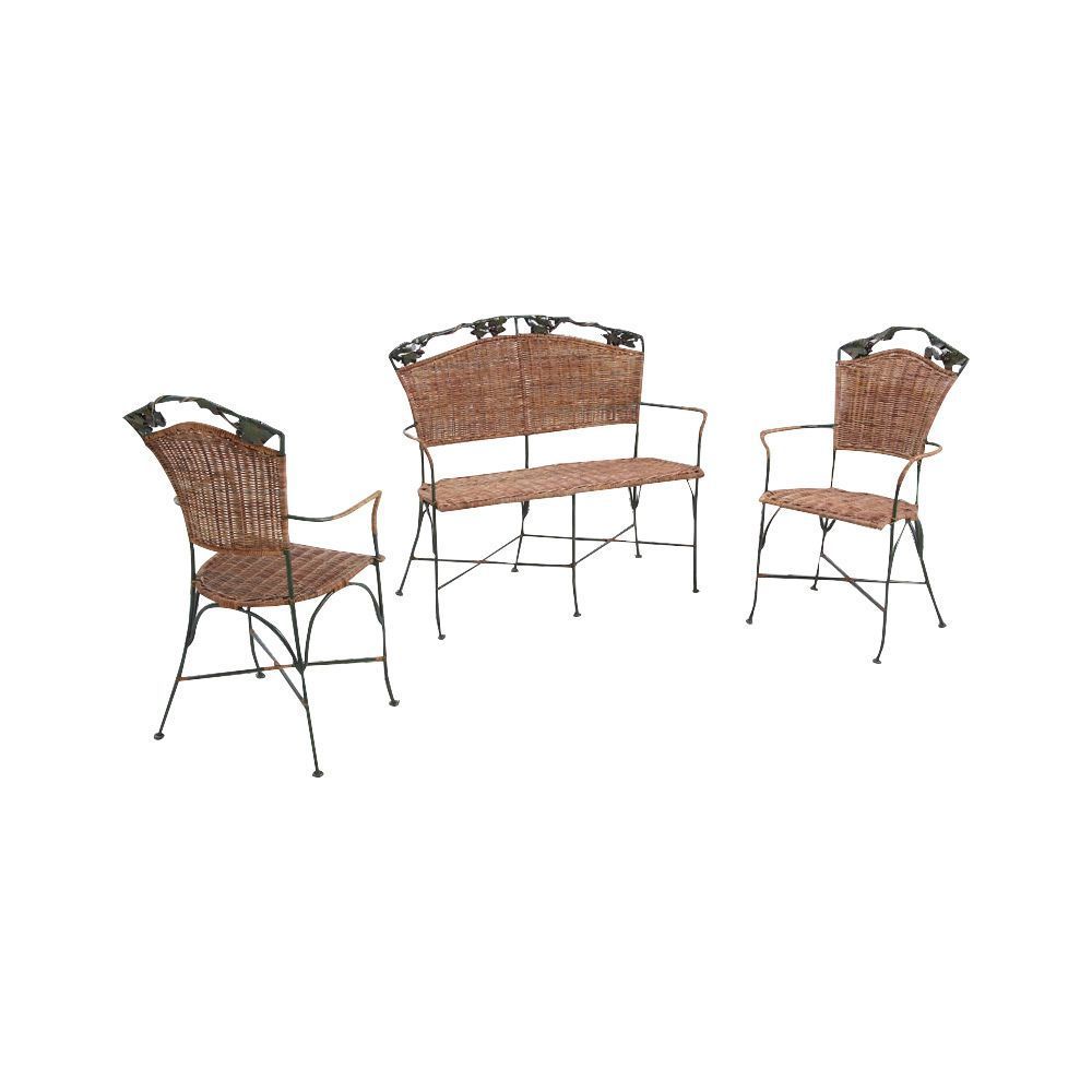 Aubry Gaspard - Set 2 fauteuils + 1 banc vigne - Chaises de jardin