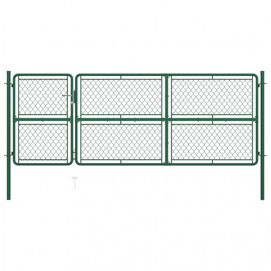 Icaverne - Magnifique Clôtures et barrières reference Islamabad Portail de jardin Acier 125x350 cm Vert - Portillon