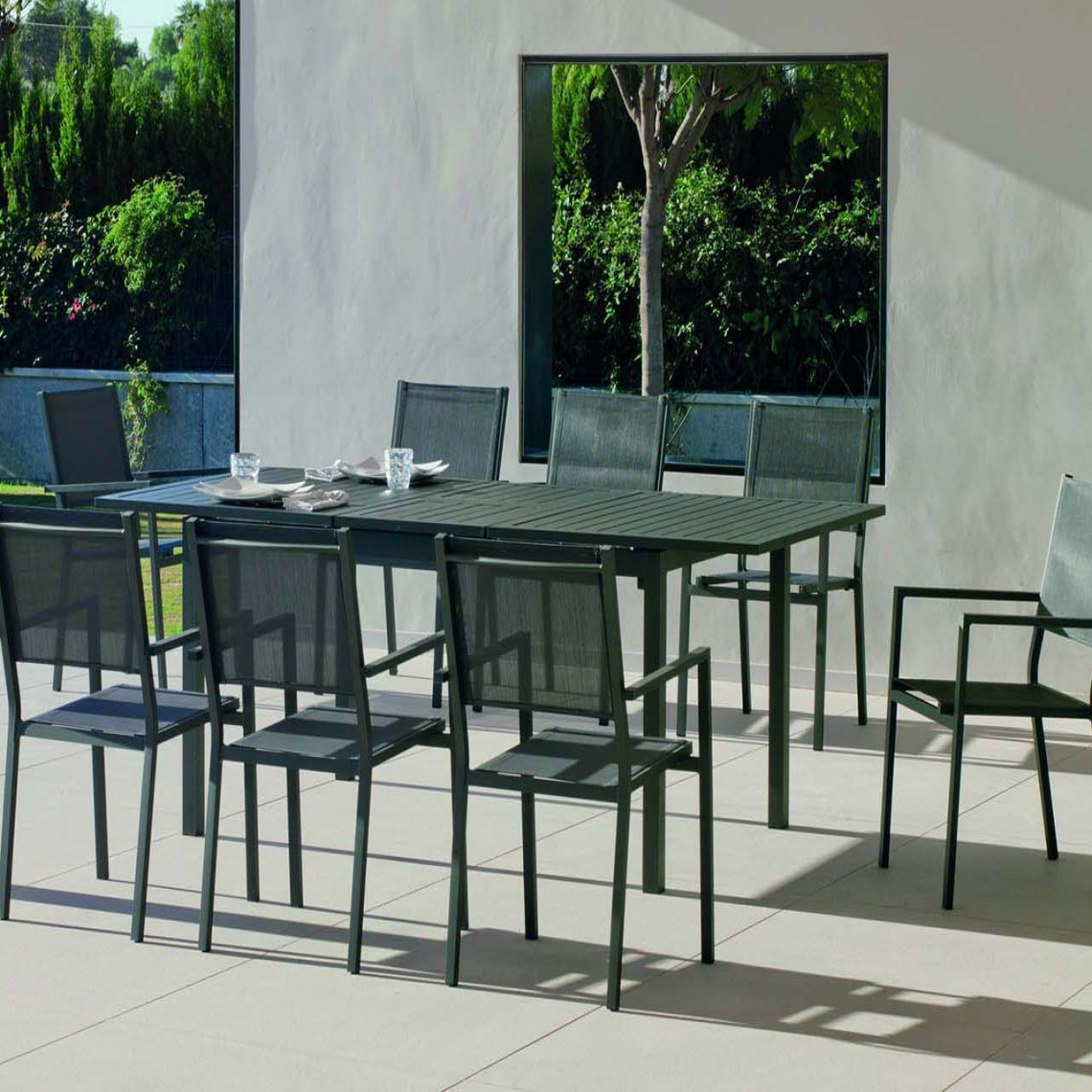 Hevea - Salon de jardin en aluminium 8 personnes Palma roma - Ensembles tables et chaises
