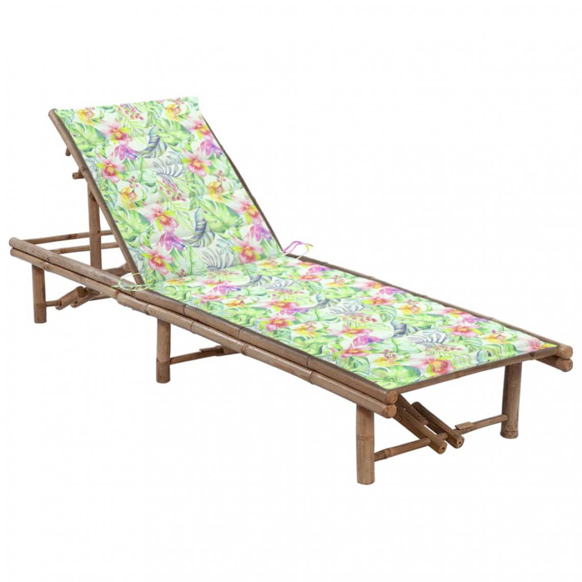 Vidaxl - vidaXL Chaise longue de jardin avec coussin Bambou - Transats, chaises longues