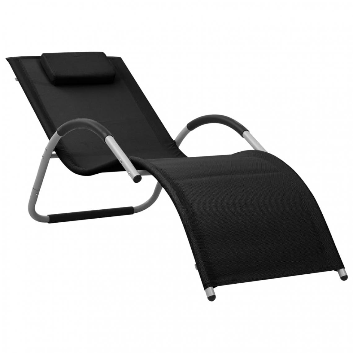 Vidaxl - vidaXL Chaise longue Textilène Noir et gris - Transats, chaises longues