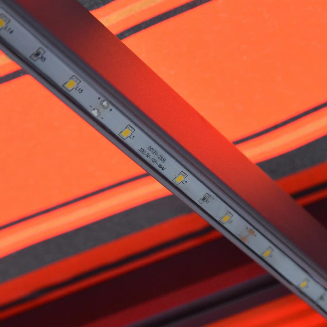 Icaverne - Icaverne - Stores extérieurs ligne Auvent manuel rétractable avec LED 300x250 cm Orange et marron - Store banne