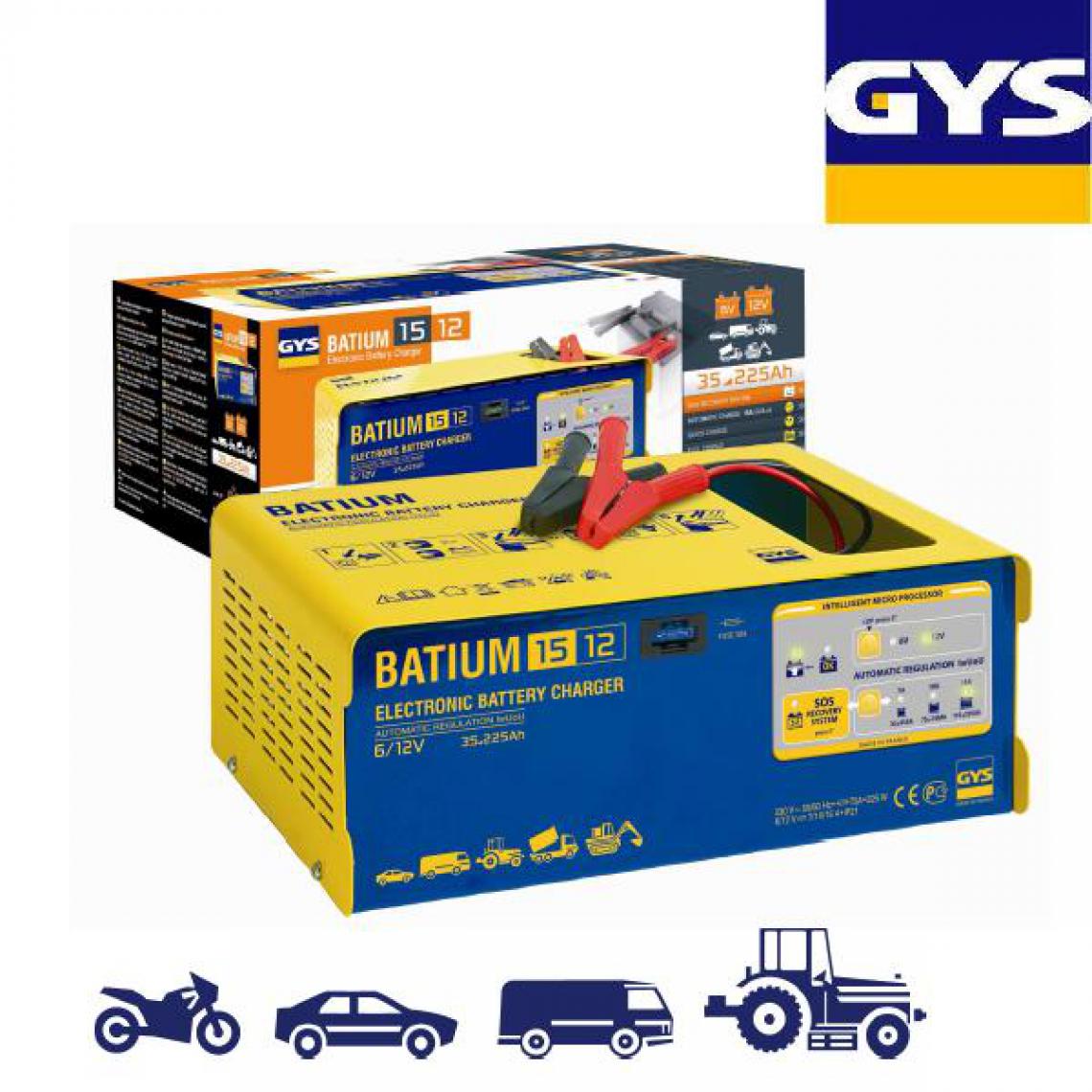Gys - Gys - Chargeur batterie automatique 35 à 225ah - Batium 15.12 - Consommables pour outillage motorisé