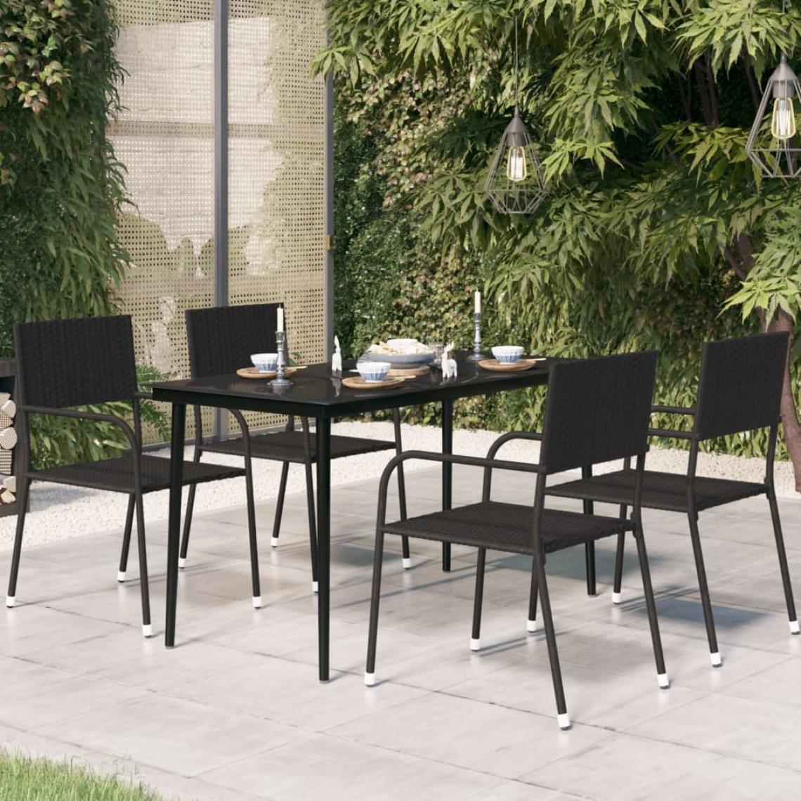 Vidaxl - vidaXL Table à dîner de jardin Noir 140x70x74 cm Acier et verre - Tables de jardin