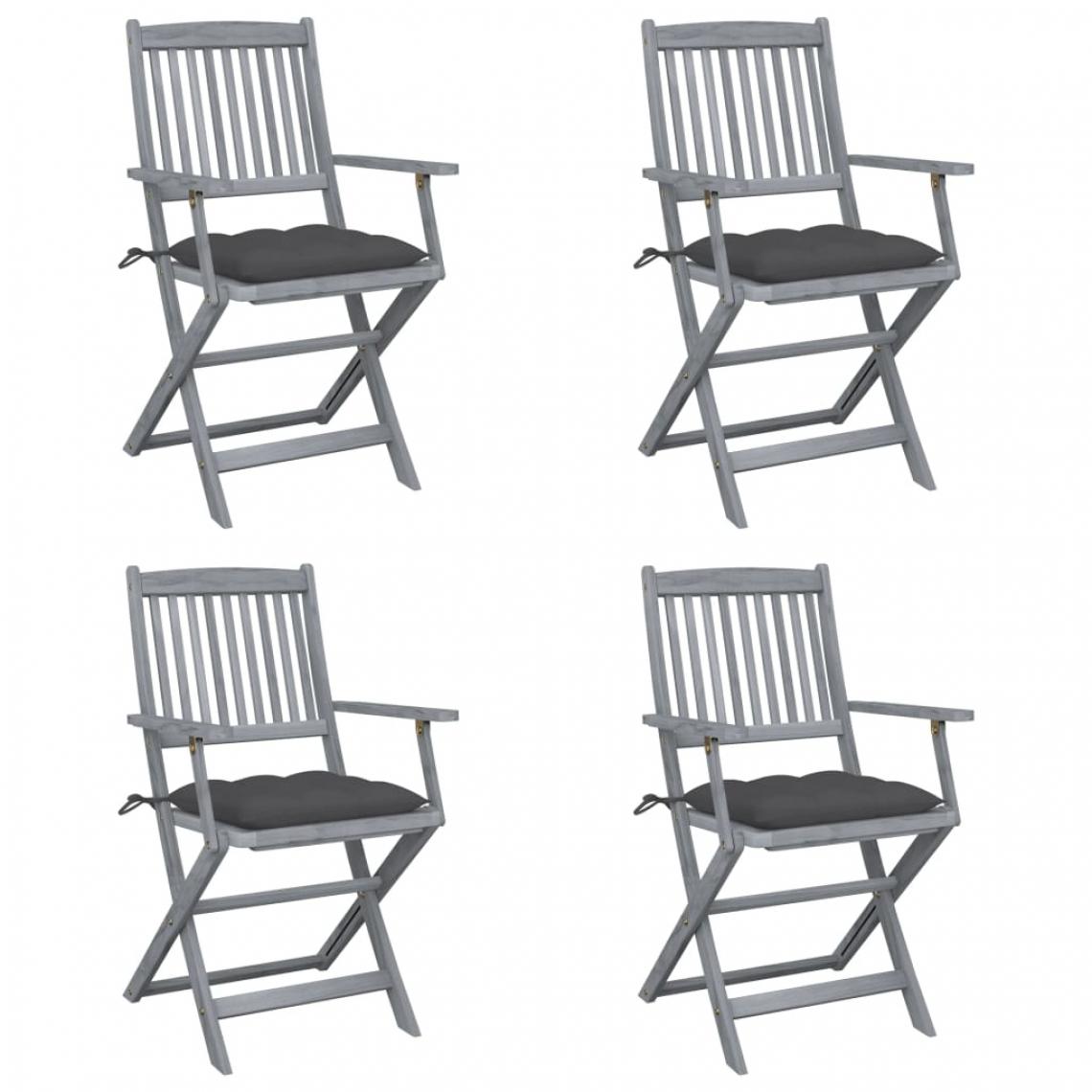 Vidaxl - vidaXL Chaises pliables d'extérieur 4 pcs avec coussins Bois d'acacia - Chaises de jardin