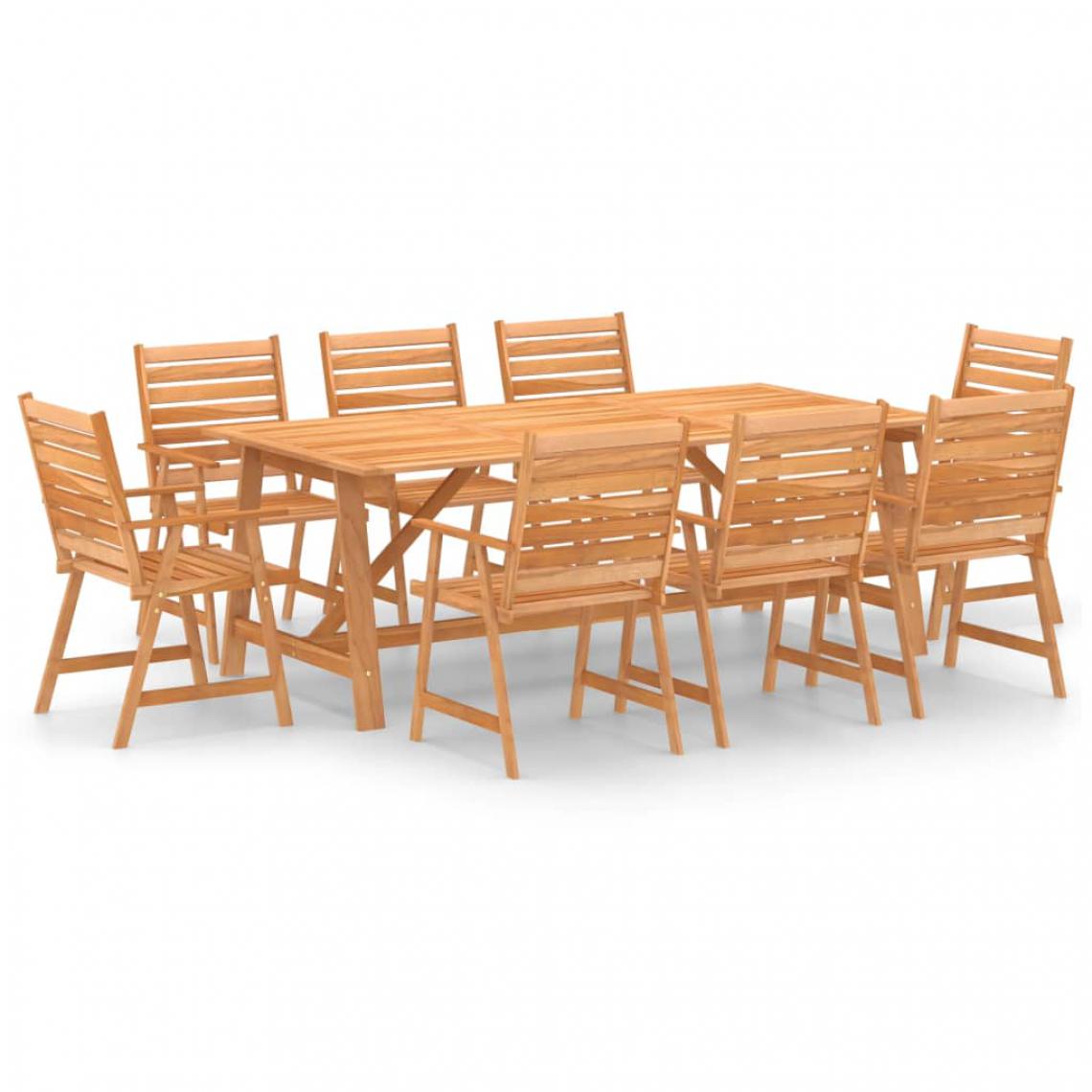 Chunhelife - Mobilier de salle à manger de jardin 9 pcs Bois d'acacia solide - Ensembles canapés et fauteuils