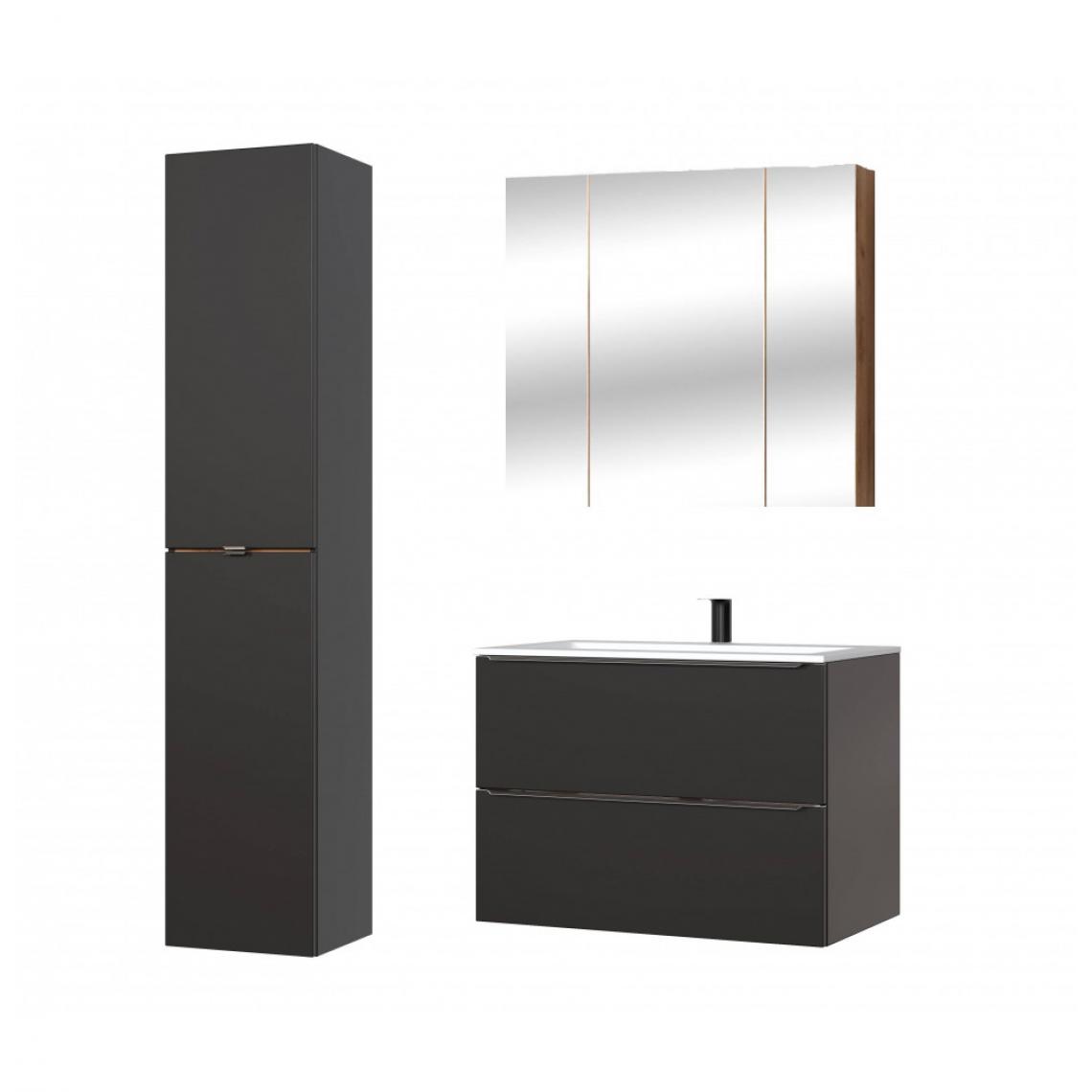 Ac-Deco - Ensemble meubles de salle de bain complet - Noir - 80 cm - Capri Black - Cuisine d'extérieur