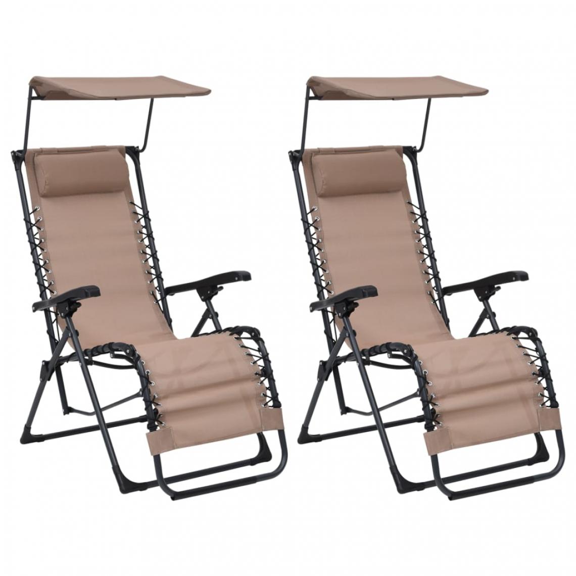 Vidaxl - vidaXL Chaises pliables de terrasse 2 pcs Textilène Taupe - Transats, chaises longues