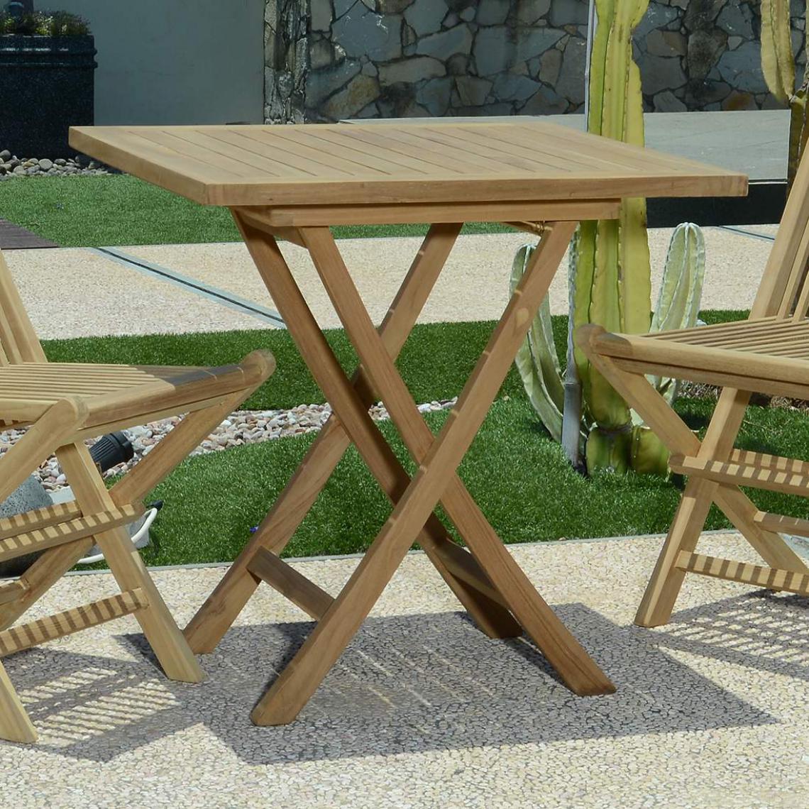 Teck'Attitude - Table pliante carrée en teck Ecograde Gap 75 cm - Tables de jardin
