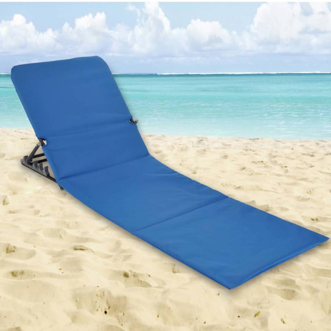 Icaverne - Icaverne - Bains de soleil ligne Chaise tapis de plage pliable PVC Bleu - Transats, chaises longues