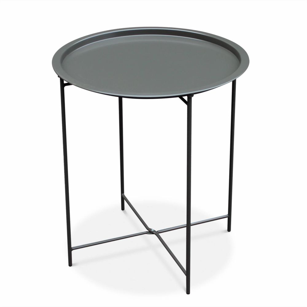 Alice'S Garden - Table basse ronde – Alexia gris anthracite – Table d'appoint ronde Ø46cm, acier thermolaqué. - Ensembles tables et chaises