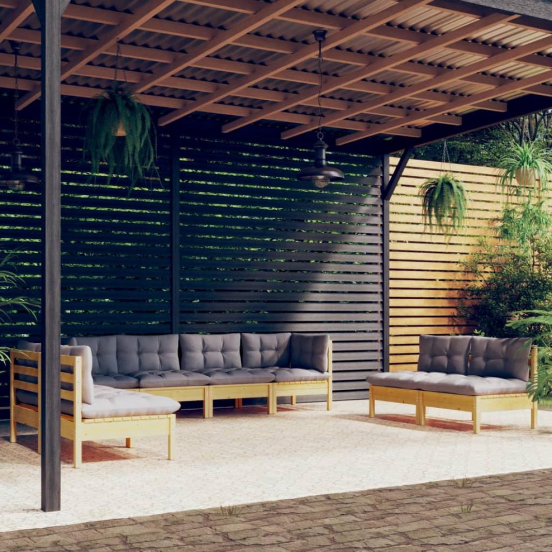 Vidaxl - vidaXL Salon de jardin 8 pcs avec coussins Bois de pin massif - Ensembles canapés et fauteuils