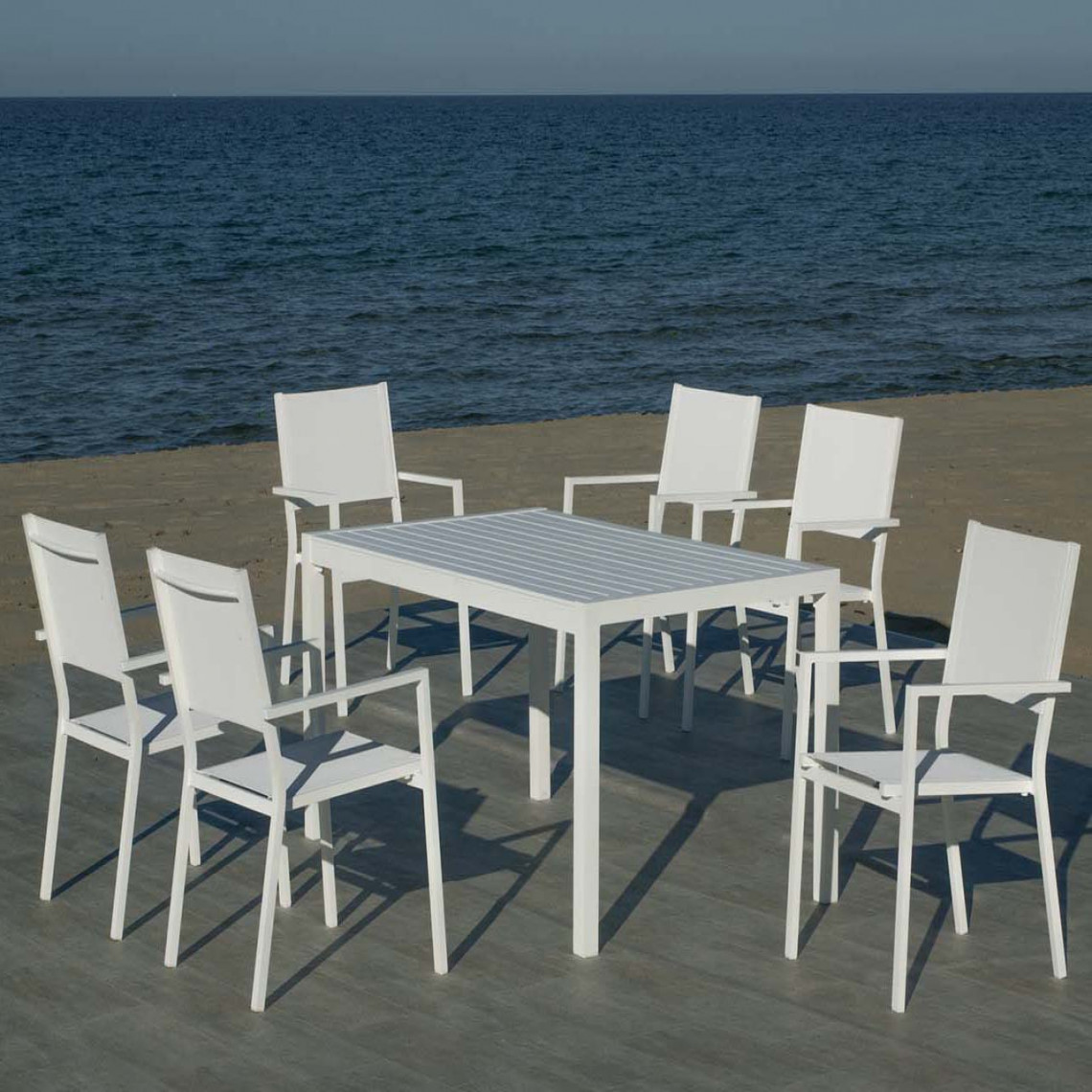Hevea - Salon de jardin en aluminium 6 personnes Palma roma - Ensembles tables et chaises