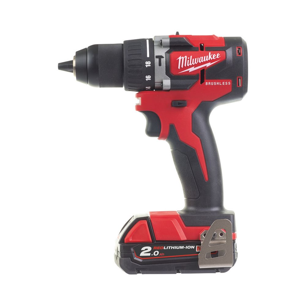 Milwaukee - Perceuse Percussion Compacte BRUSHLESS,18V, 2,0Ah, 60 Nm MILWAUKEE M18 CBLPD-202C - 4933464320 - Coffrets outils