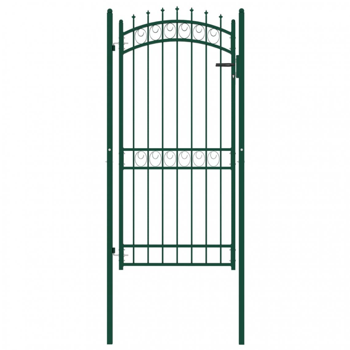 Vidaxl - vidaXL Portail de clôture avec pointes Acier 100x200 cm Vert - Portillon