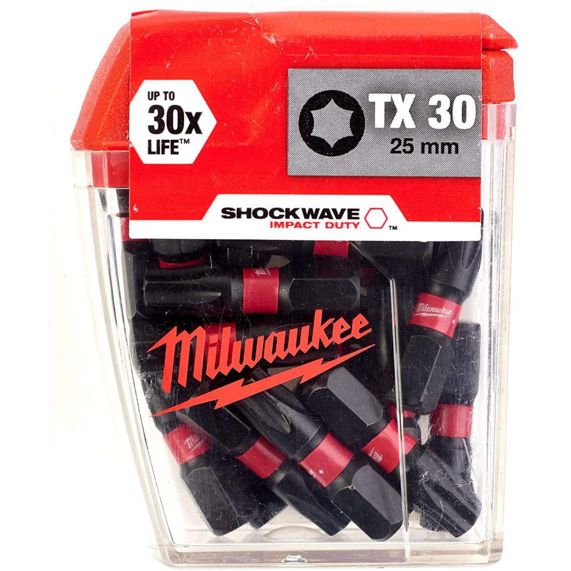 Milwaukee - Embouts TX30 SHW 25mm MILWAUKEE - Boite de 25 - 4932430886 - Coffrets outils