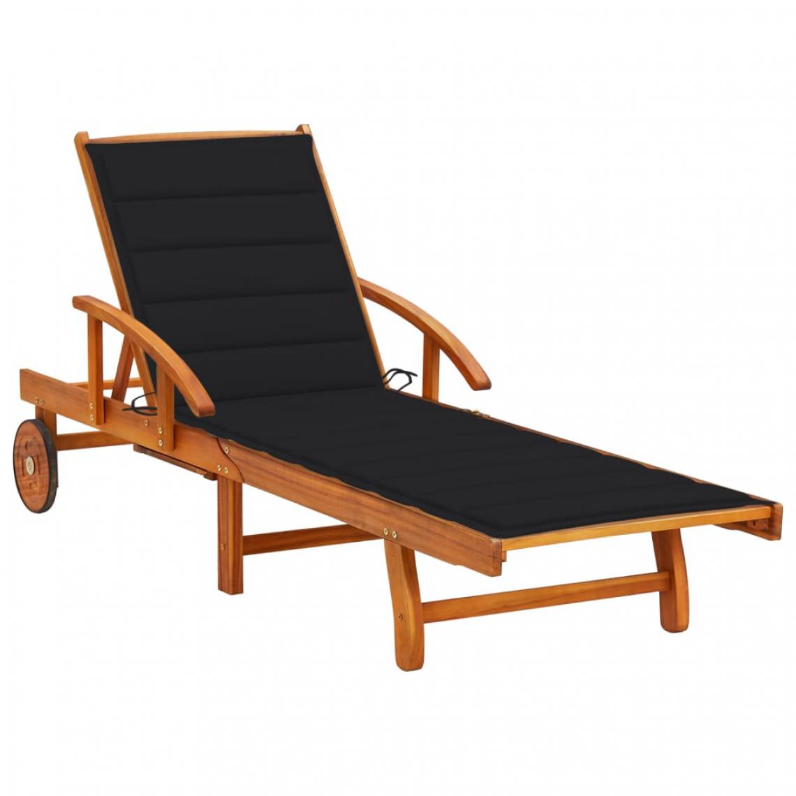 Vidaxl - vidaXL Chaise longue de jardin avec coussin Bois d'acacia solide - Transats, chaises longues