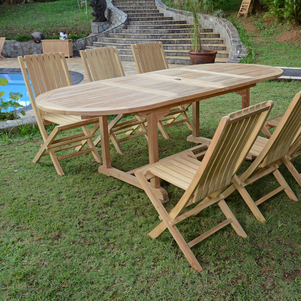 Teck'Attitude - Salon de jardin teck Ecograde Toga, 6 chaises - Ensembles tables et chaises