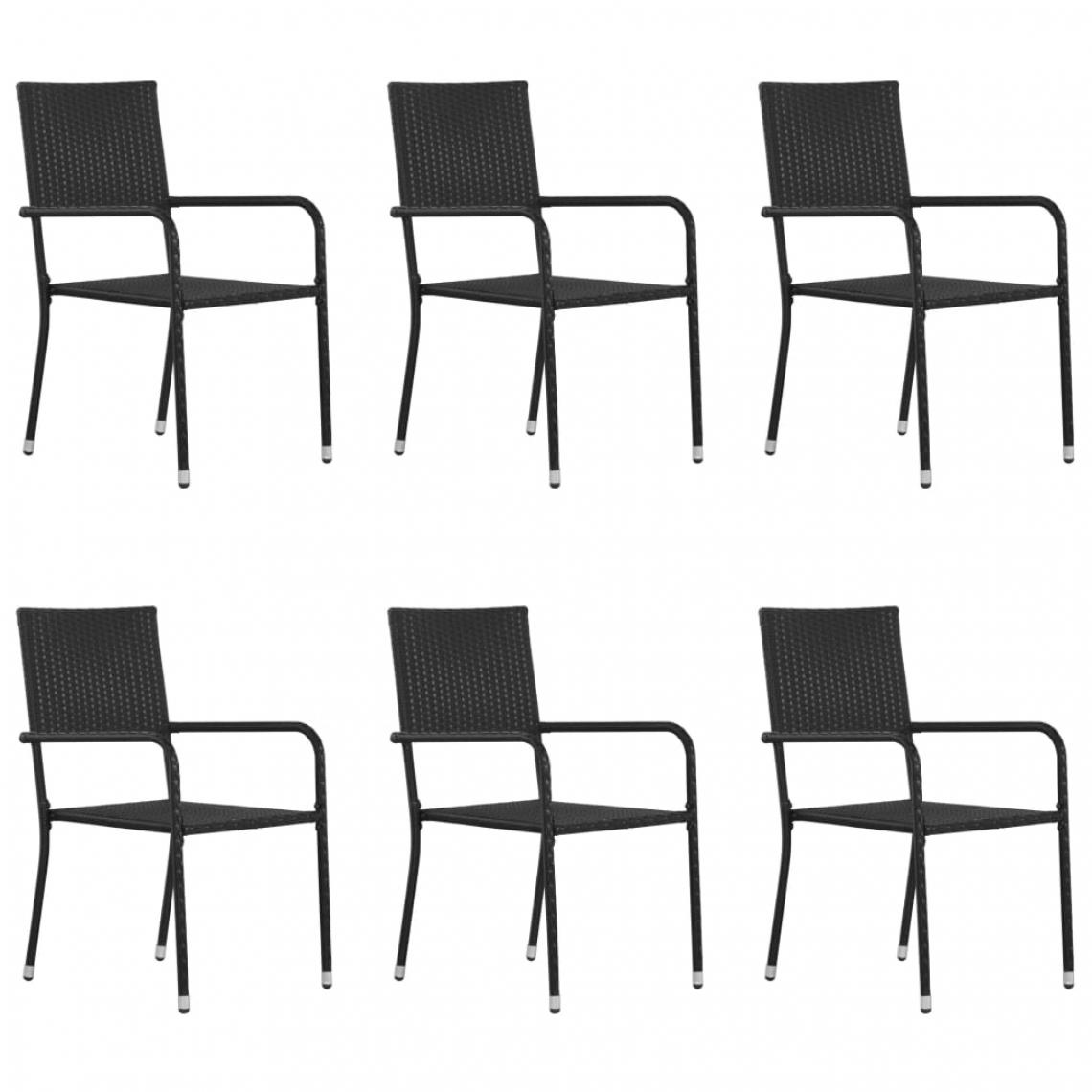 Vidaxl - vidaXL Chaises de salle à manger d'extérieur 6 pcs Résine tressée Noir - Chaises de jardin