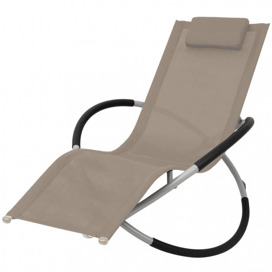Chunhelife - Chaise longue géométrique d'extérieur Acier Taupe - Transats, chaises longues